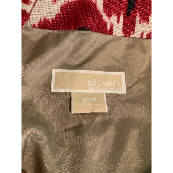 Michael Kors Red & White Patterned Button-Up Coat Size Small - Picture 9 of 9